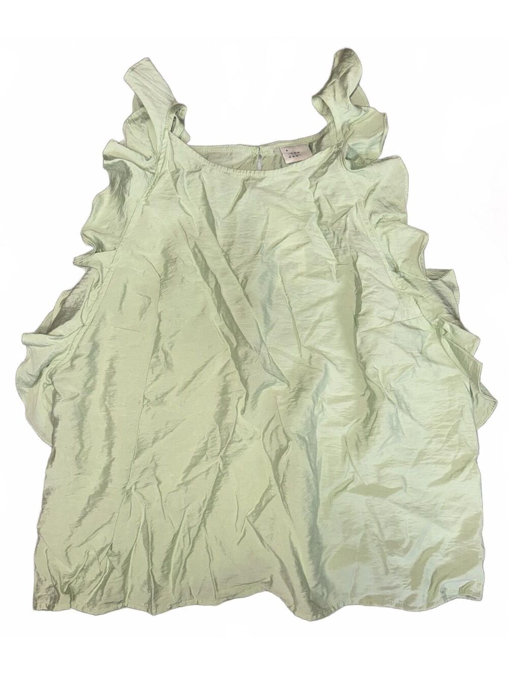 Women's Light Green Sage Ruffle Sleeveless Blouse Top Size XL A New Day